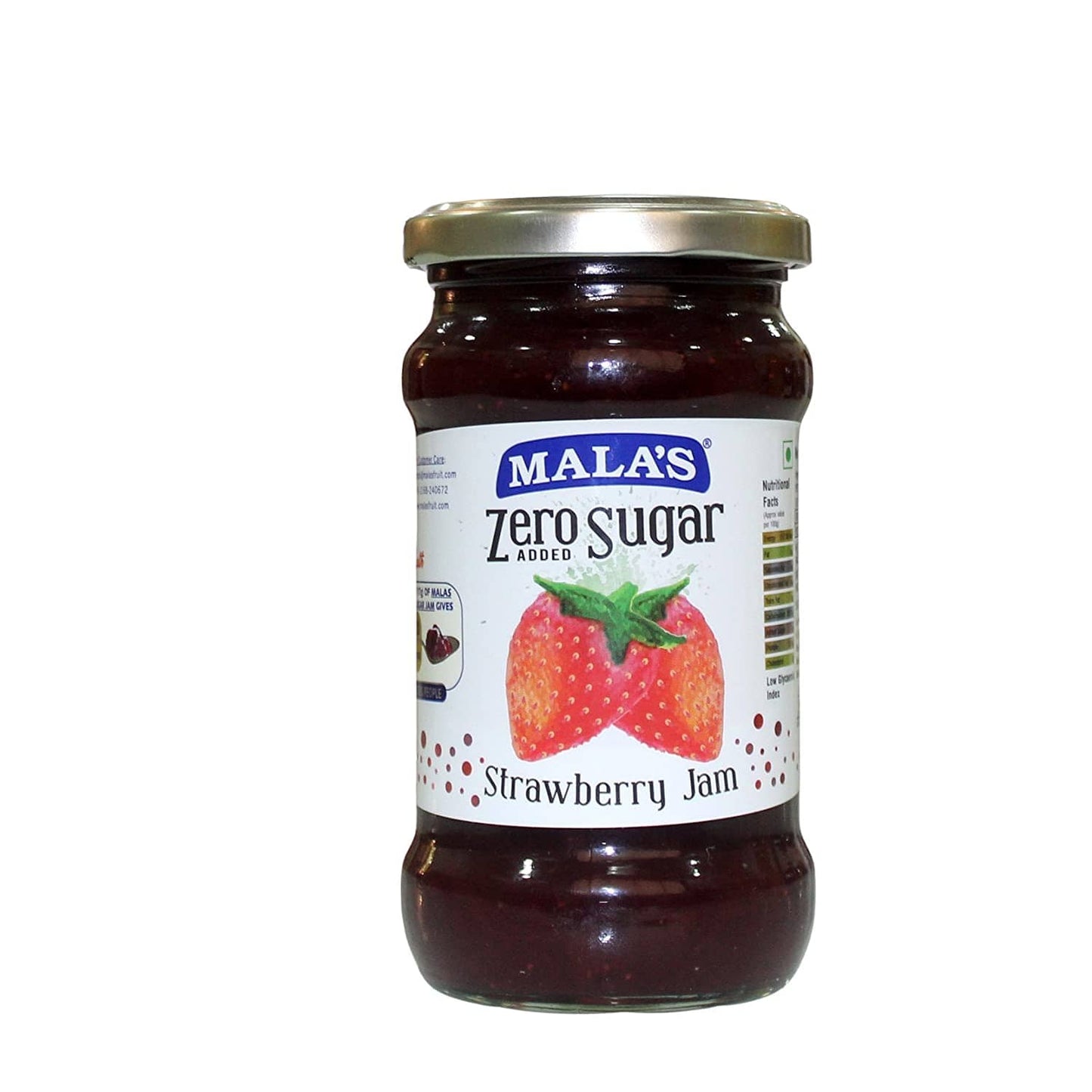 Mala's Strawberry Zero Added Sugar Jam 350 gm Glas