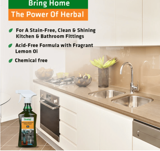 Herbal Strategi Bathroom and Kitchen Tap and Shower Fittings Cleaner 500ML