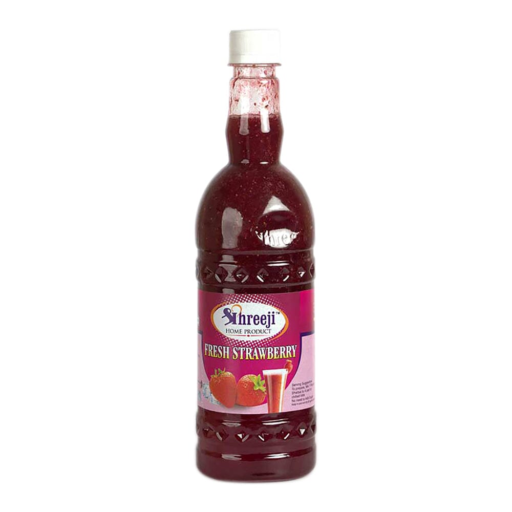 Shreeji Fresh Strawberry Syrup Mix With Water For Making Juice 750 ml Syrup Shreeji